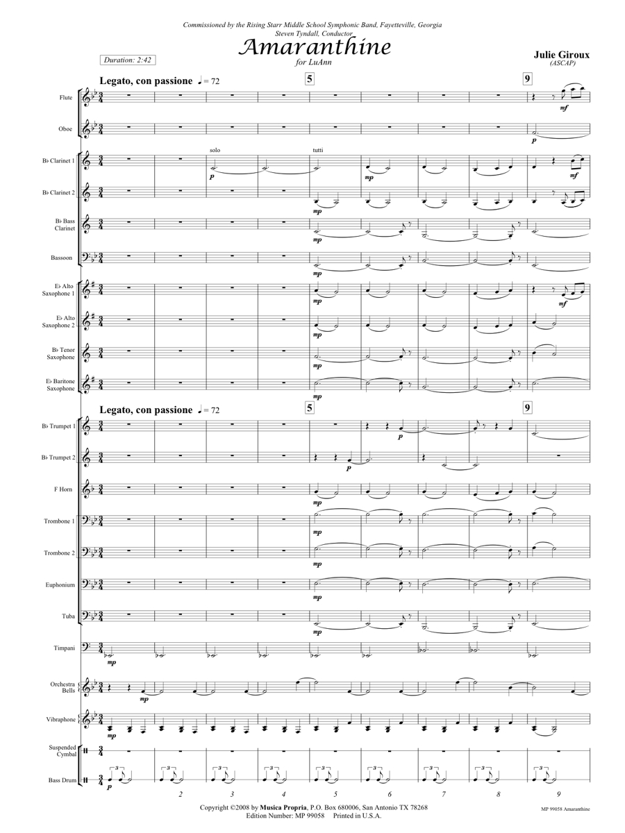 Amaranthine Score Page 1