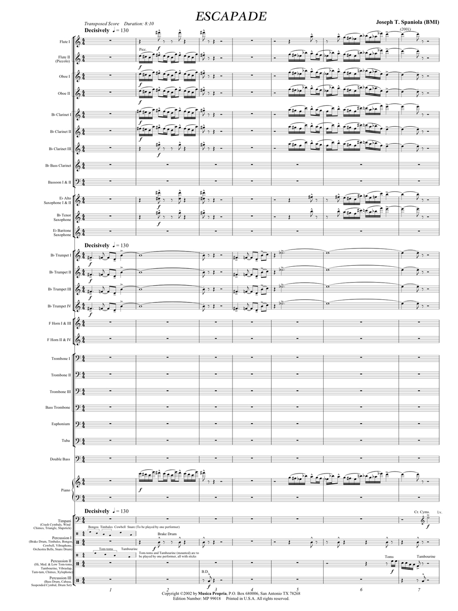Escapade Score Page 1