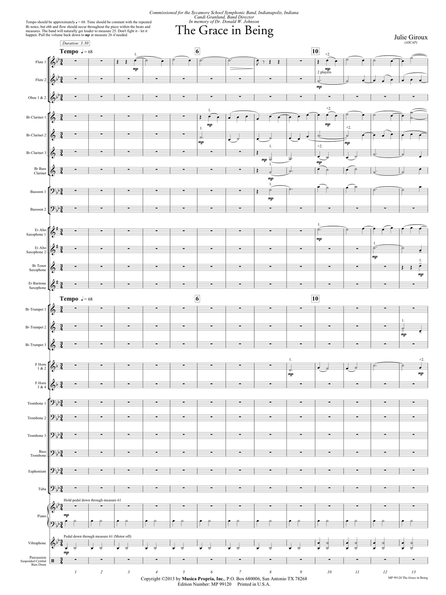 The Grace In Being Score page 1