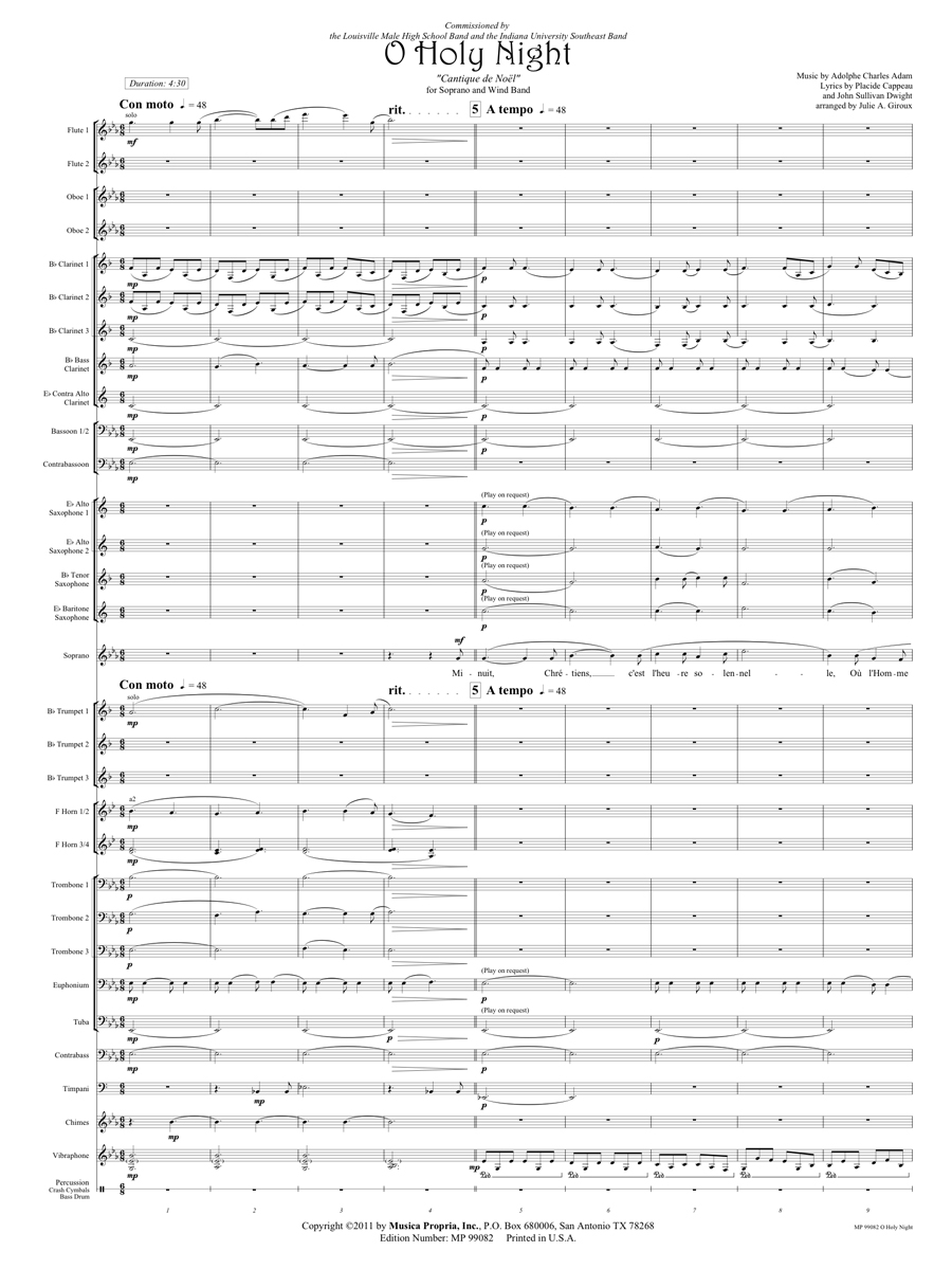 O, Holy Night Score Page 1
