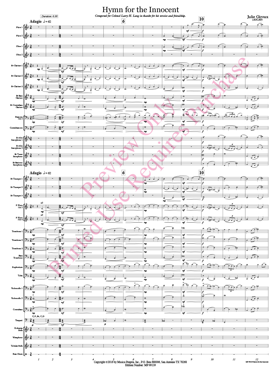Hymn for the Innocent Score Page 1
