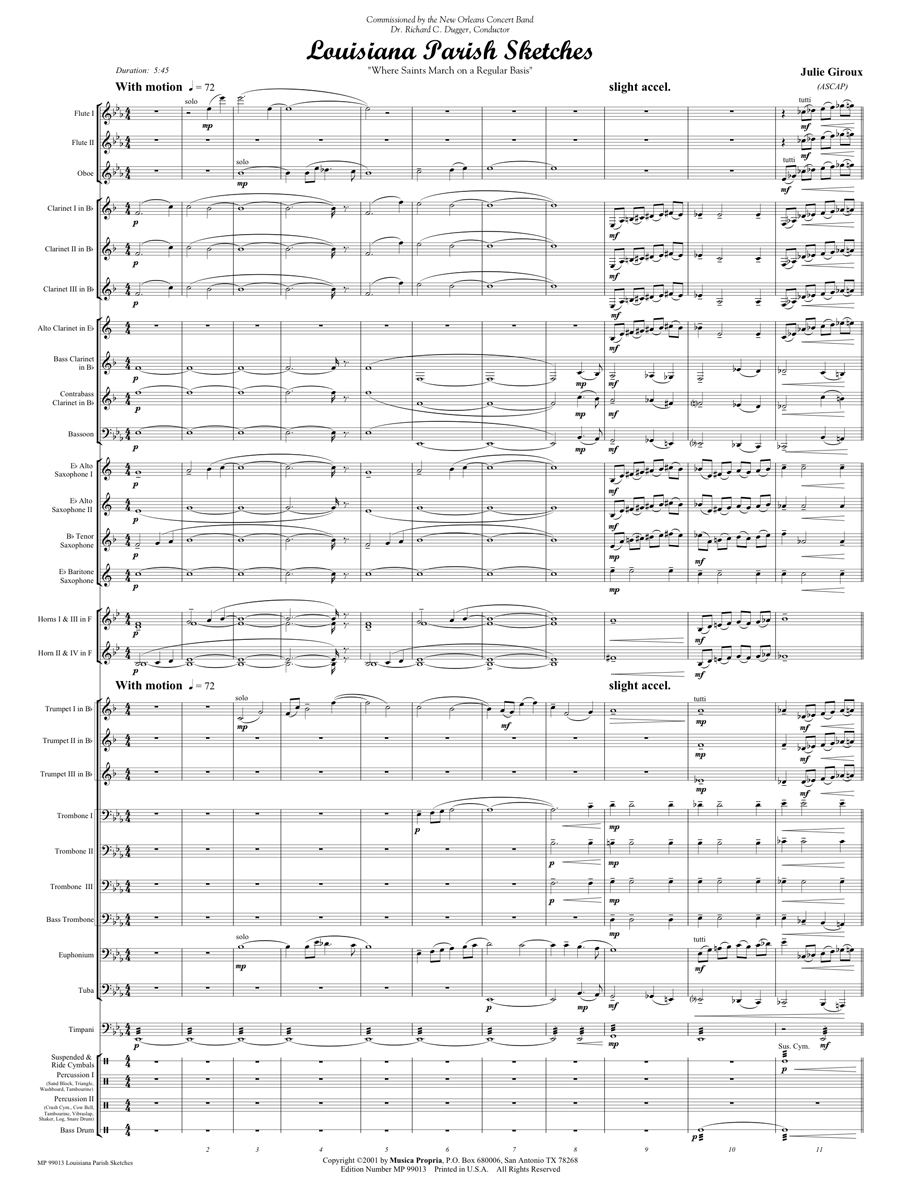 Louisiana Parish Sketches Score Page 1