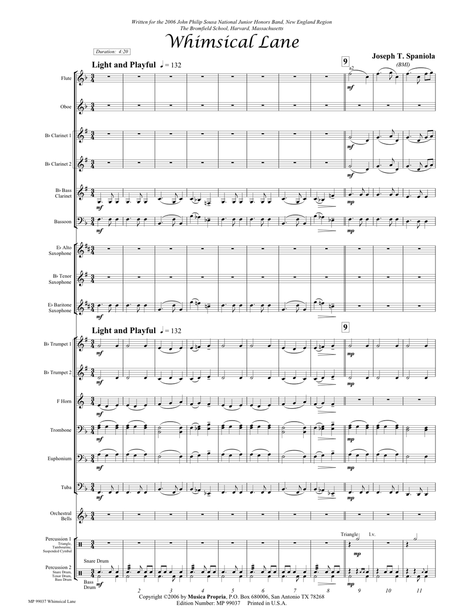 Whimsical Lane Score Page 1